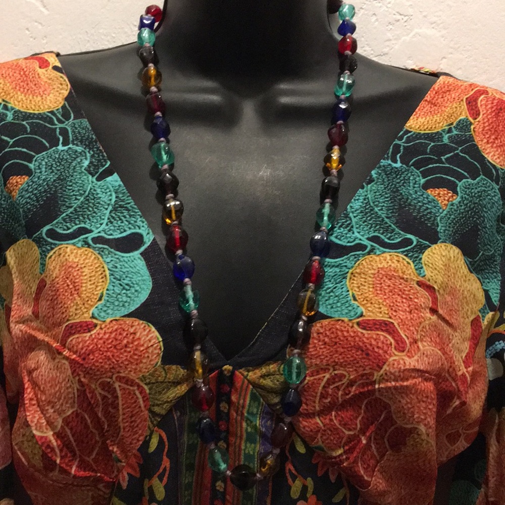 Vintage handknot Murano glass multicolor necklace